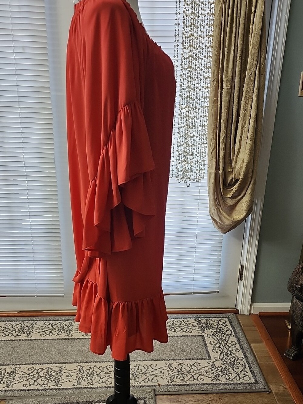 White House Black Market Coral Red Off-Shoulder Top - Picture 3 of 5